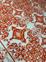 Red Sicilian Majolica Organic Cotton Poplin Fabric by the Metre - Whotex Fabrics London