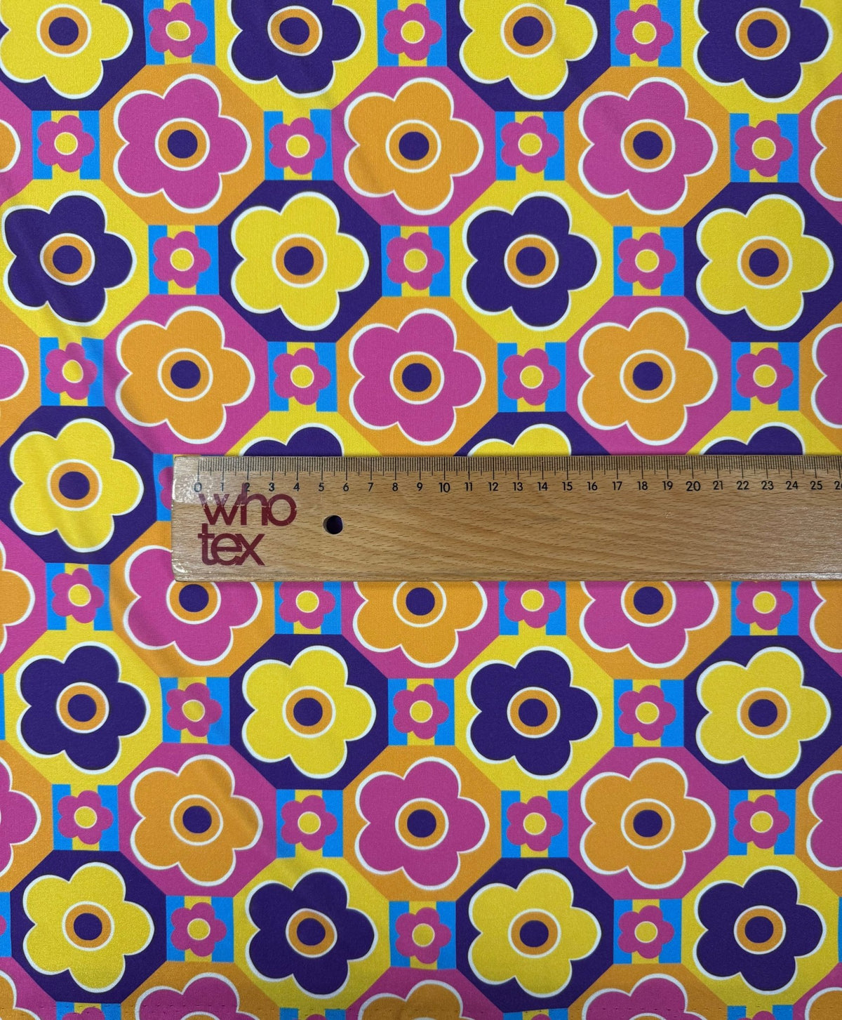 Retro Floral Lycra Stretch Fabric by the Metre - Whotex Fabrics London