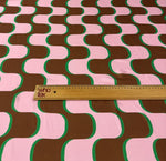 Retro Wave Print Satin Fabric by the Metre - Whotex Fabrics London