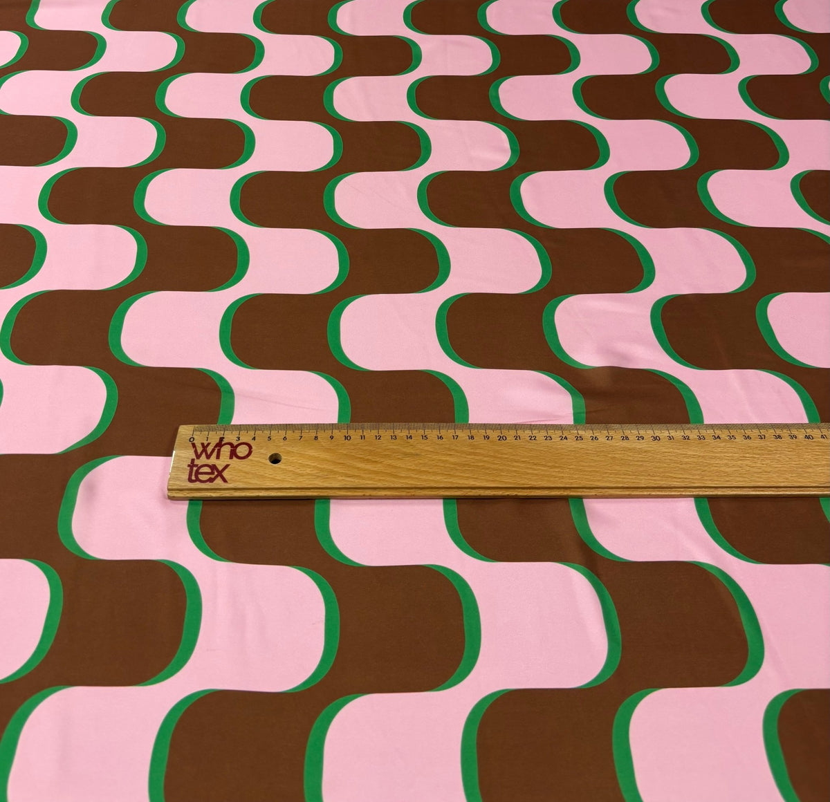 Retro Wave Print Satin Fabric by the Metre - Whotex Fabrics London