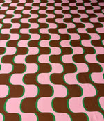 Retro Wave Print Satin Fabric by the Metre - Whotex Fabrics London
