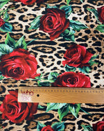 Rose & Leopard Print Crepe Fabric by the Metre – Bold Style - Whotex Fabrics London