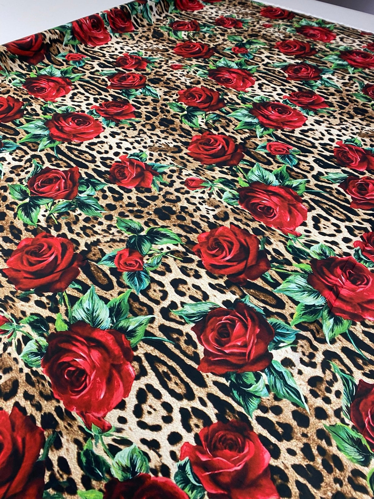 Rose & Leopard Print Crepe Fabric by the Metre – Bold Style - Whotex Fabrics London