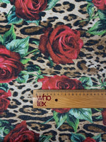 Rose Print Leopard Lurex Fabric with Subtle Shine Sold by the Metre - Whotex Fabrics London