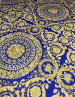 Royal Blue Baroque Linen Fabric by the Metre - Whotex Fabrics London