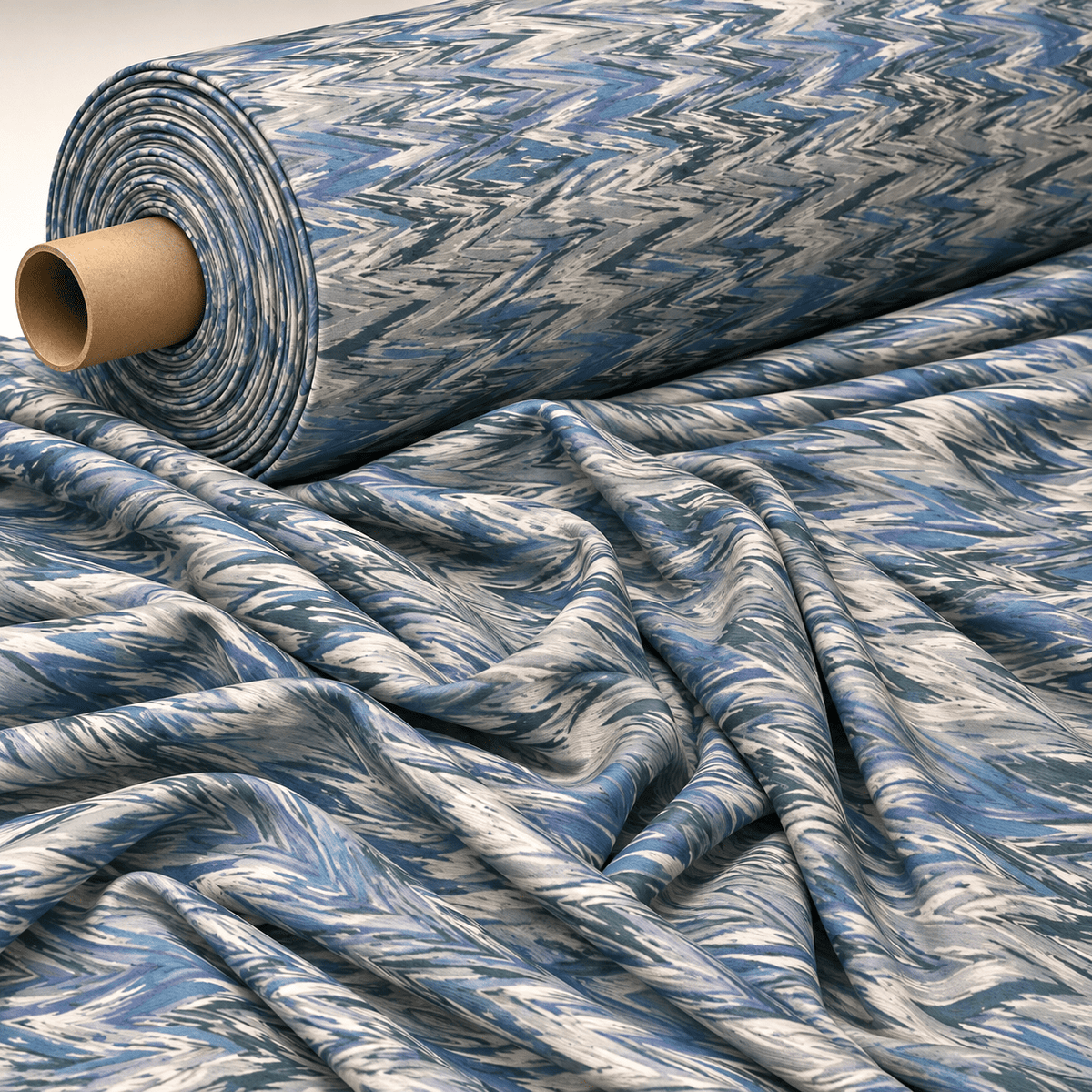 Sage & Blue Chevron Fabric by the Metre - Whotex Fabrics London