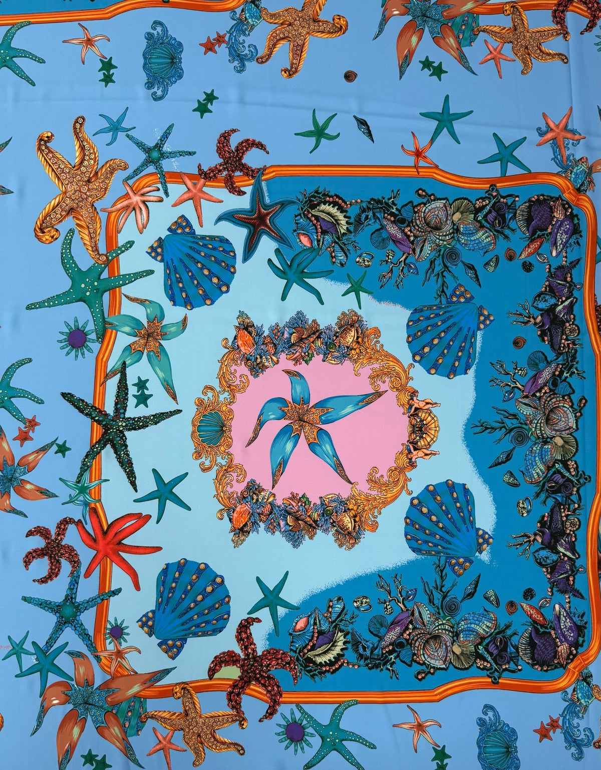 Sea Life Print Crepe Fabric by the Metre - Whotex Fabrics London