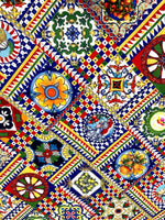 Colorful Sicilian Pattern Italian Fabric with intricate geometric and floral designs for fashion and home décor