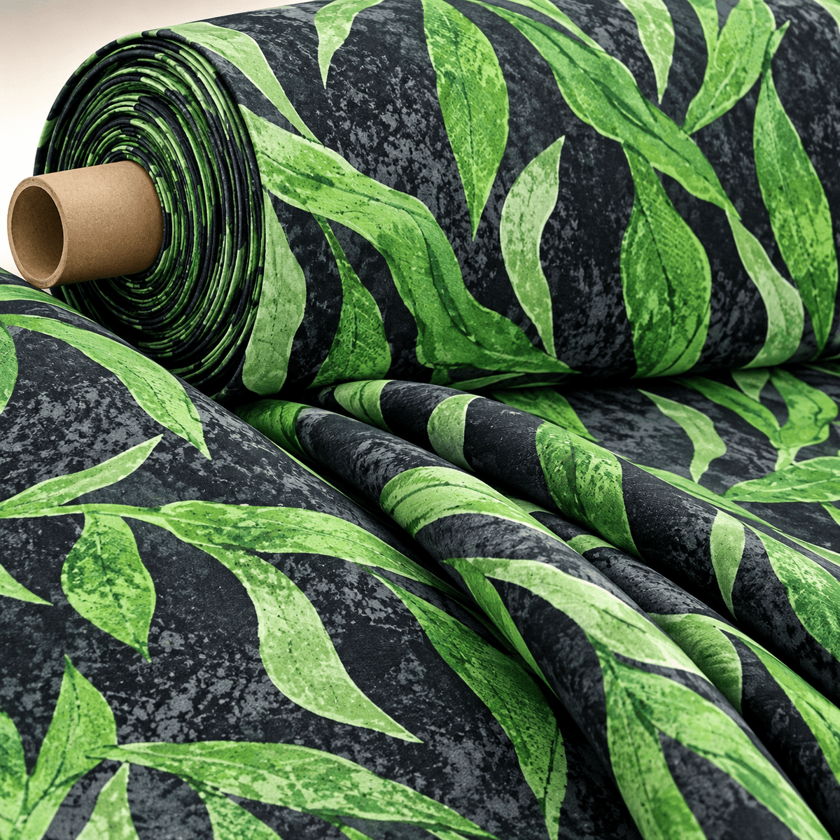 Silky Velvet Leaf Pattern Fabric by the Metre - Whotex Fabrics London