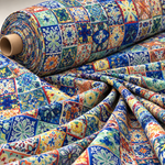 Tile Patchwork Poly Linen Fabric by the Metre - Whotex Fabrics London
