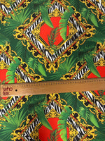 Tropical Baroque Zebra Print Chiffon Satin Fabric by the Metre - Whotex Online Fabric Store