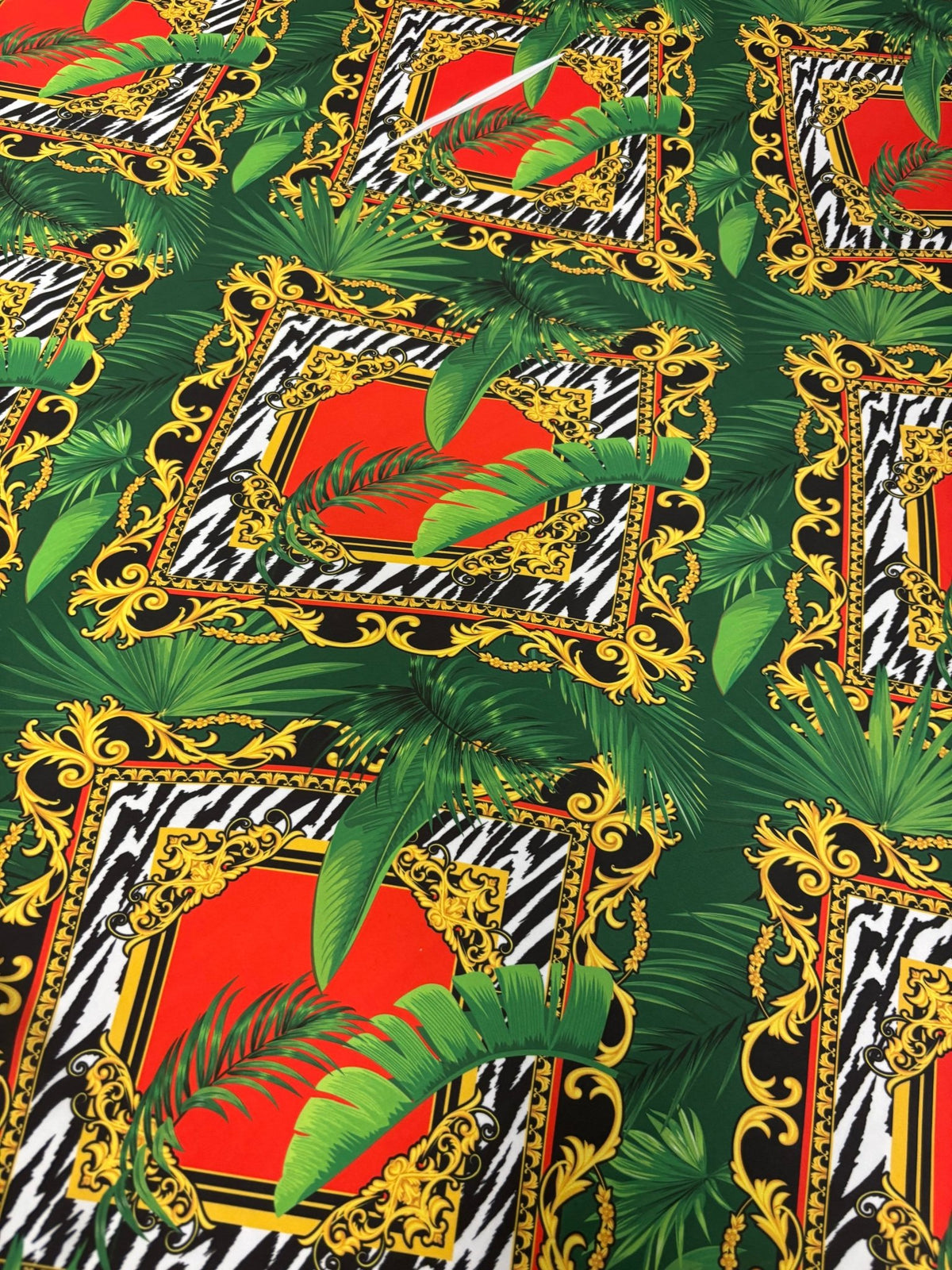 Tropical Baroque Zebra Print Chiffon Satin Fabric by the Metre - Whotex Online Fabric Store