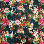 Tropical Jungle Fabric – Floral & Leopard Exotic Print by the Metre - Whotex Fabrics London
