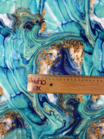 Turquoise and Blue Marble Print Fabric - Whotex Fabrics London
