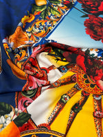 Vibrant Baroque Floral Crepe Fabric by the Metre - Whotex Fabrics London