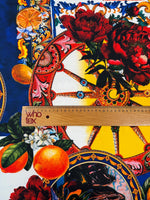Vibrant Baroque Floral Crepe Fabric by the Metre - Whotex Fabrics London