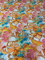 Watercolour Baroque Print Chiffon Satin Fabric by the Metre - Whotex Online Fabric Store