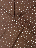 White Polka Dot Fabric on Brown Background by the Metre - Whotex Fabrics London