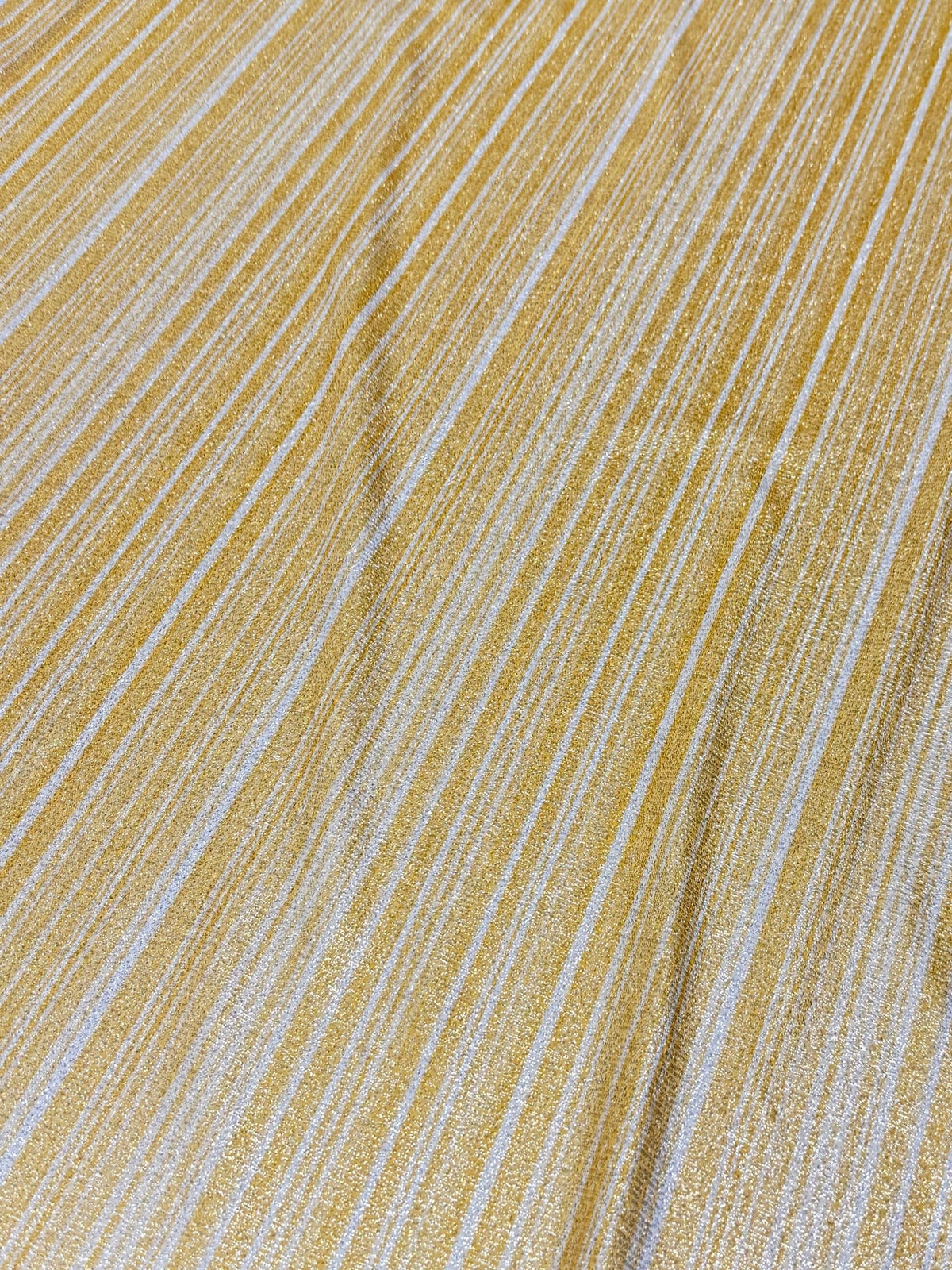 Yellow Striped Lurex Fabric by the Metre - Whotex Fabrics London