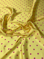 Yellow with Pink Polka Dot Fabric by the Metre - Whotex Fabrics London