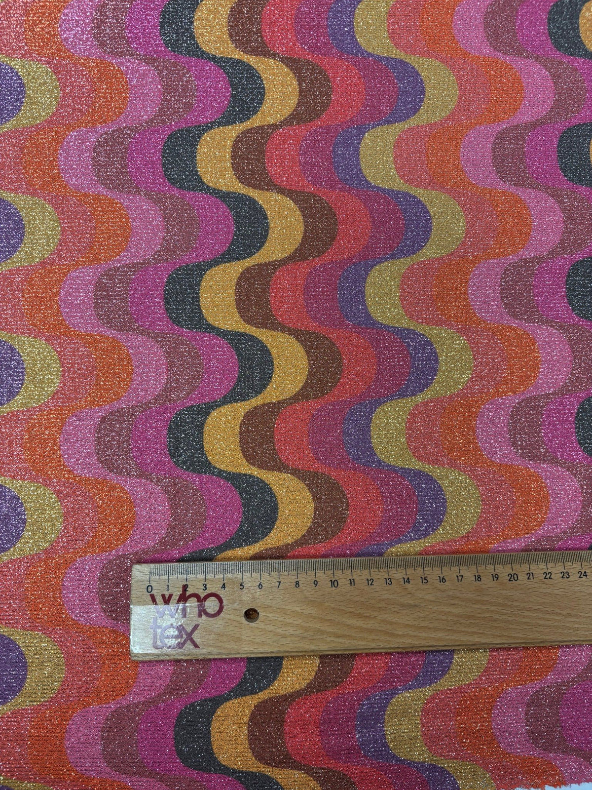 Zigzag Pattern Fabric, Shimmer Spandex Fabric, spandex 4 - way stretch fabric, Evening dress fabric - Whotex Fabrics London