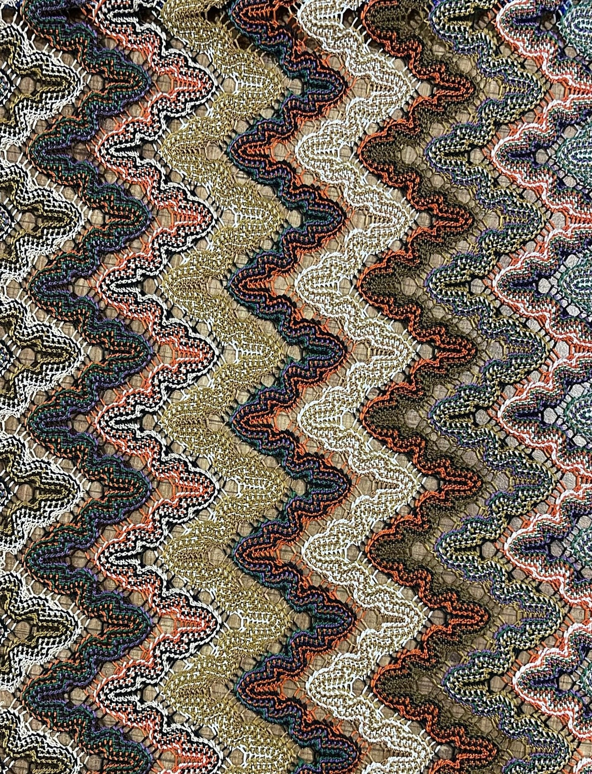 Zigzag Print Mesh Fabric – Lightweight Stretch Dress Material - Whotex Fabrics London