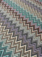 Zigzag chevron upholstery fabric with multicolor soft print for outdoor curtains, tablecloths, and handbags